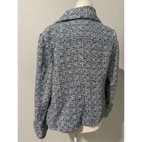 Chico’s Tweed textured open front blazer jacket 1 white shimmer - Picture 8 of 9
